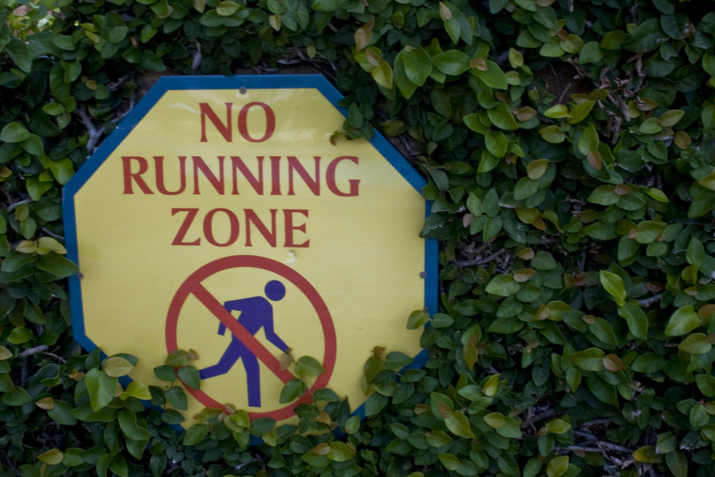 No Running Zone Sign