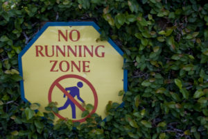 No Running Zone Sign