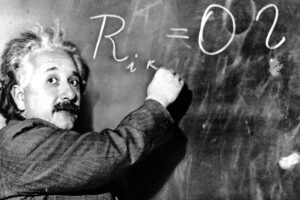 Albert Einstein writing on a blackboard in Pasadena (1931)